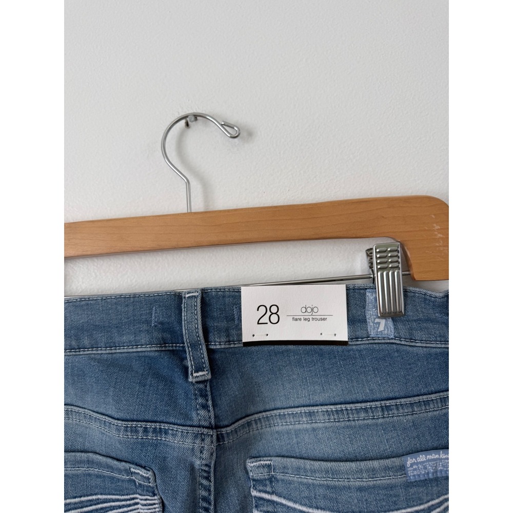 7 For All Mankind Dojo Flare Leg Trouser – Blue Wash – Size 28 – NWT – Women'S - Picture 4 of 5